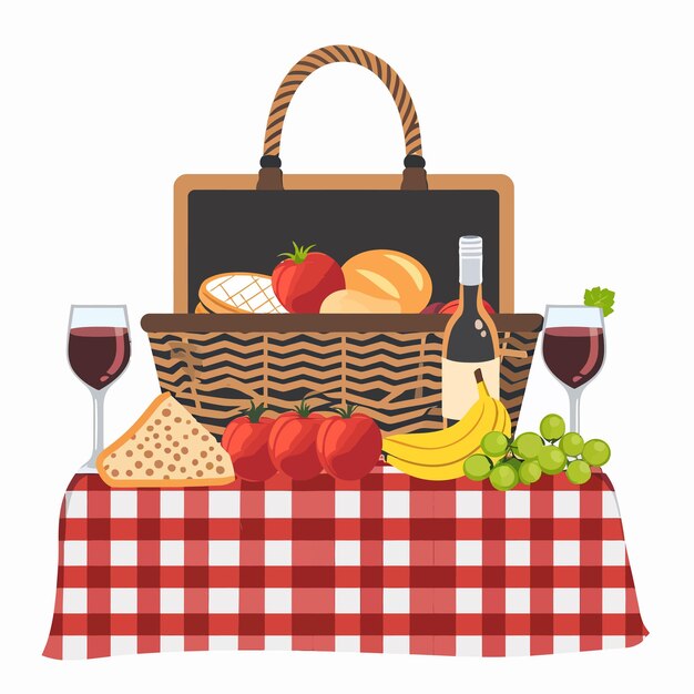 Vector picnic basket outdoors