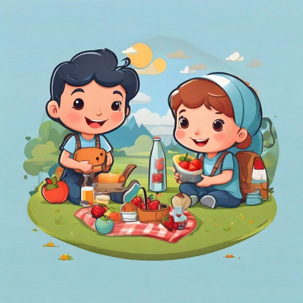 Vector picnic cartoon vector background