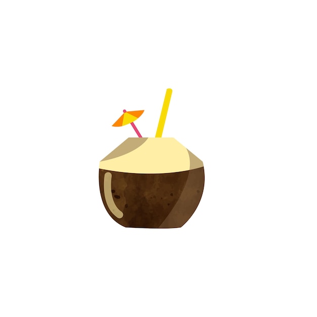 ピクニックの可愛いキャラクター 茶色の若いココナッツのステッカー