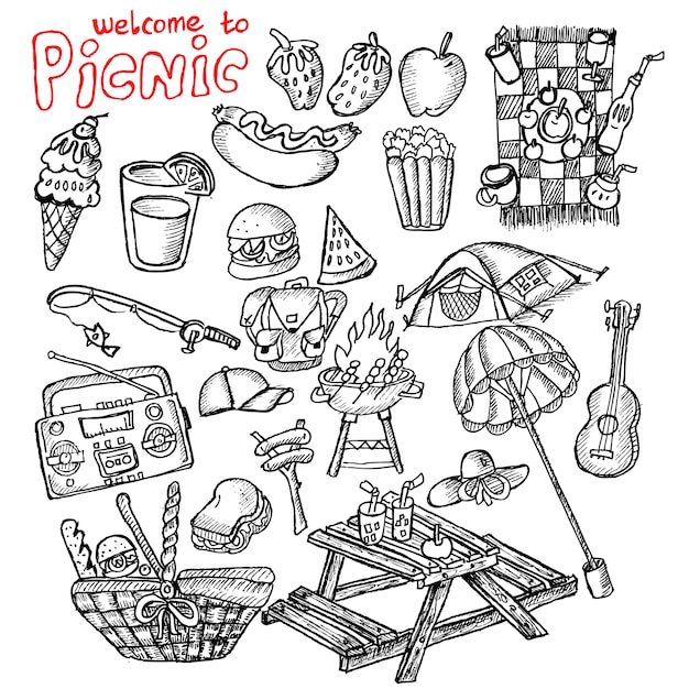 Vector picnic, doodle