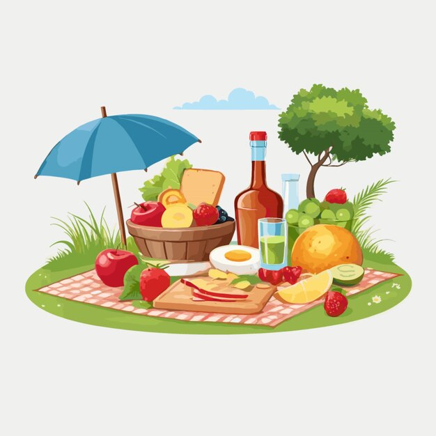 Vector picnic drawing vector