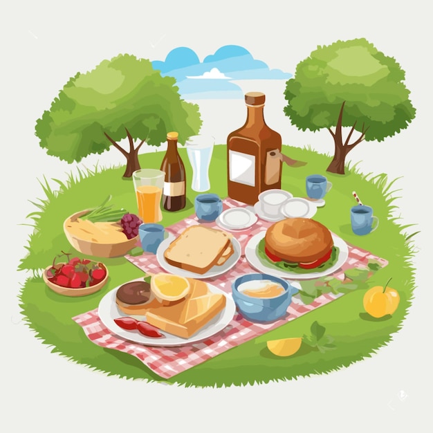 Vector picnic drawing vector