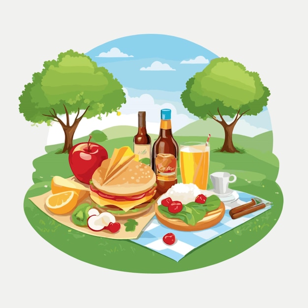 Vector picnic drawing vector