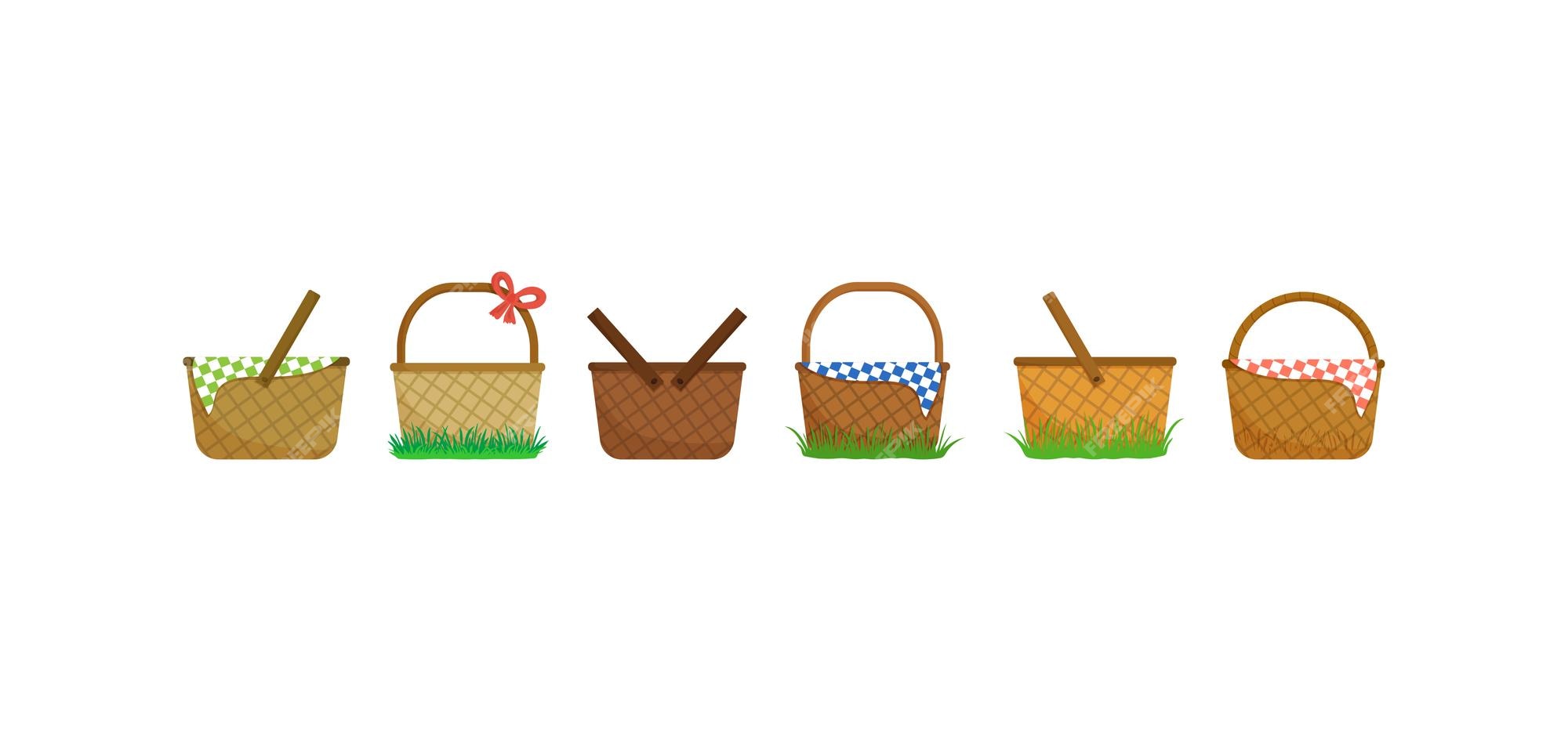Premium Vector | Picnic empty basket vector icon easter wicker hamper set cartoon illustration Premium Vector | Picnic empty basket vector icon easter wicker hamper set cartoon illustration