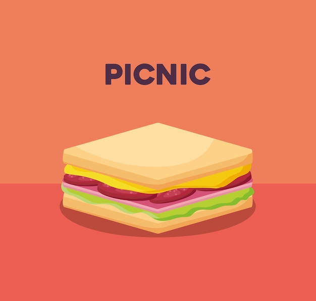 Progettazione di cibo picnic con icona di sandwich