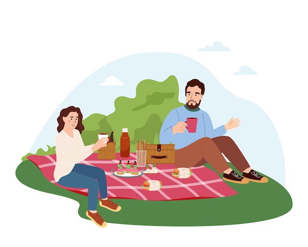 Vector picnic-illustratie in plat ontwerp