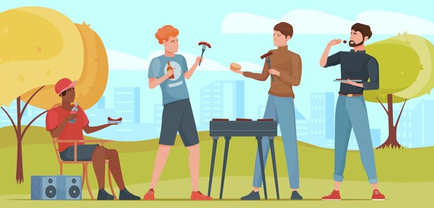 picnic illustration in flat design