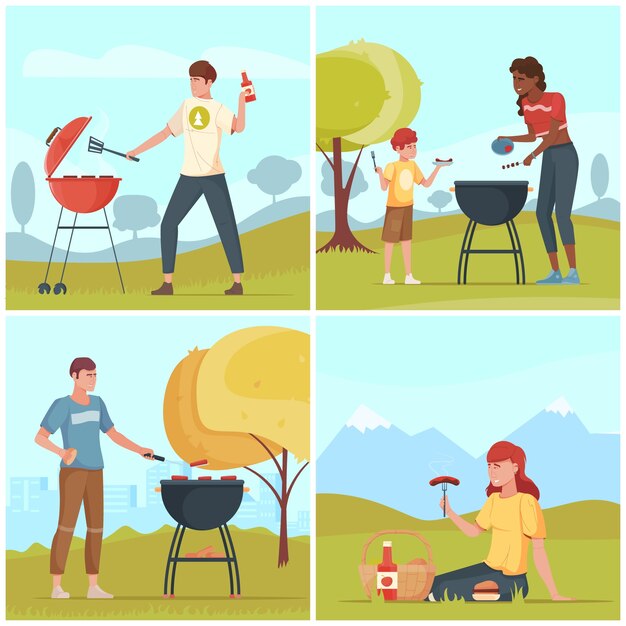 Vector picnic illustrations in flat design