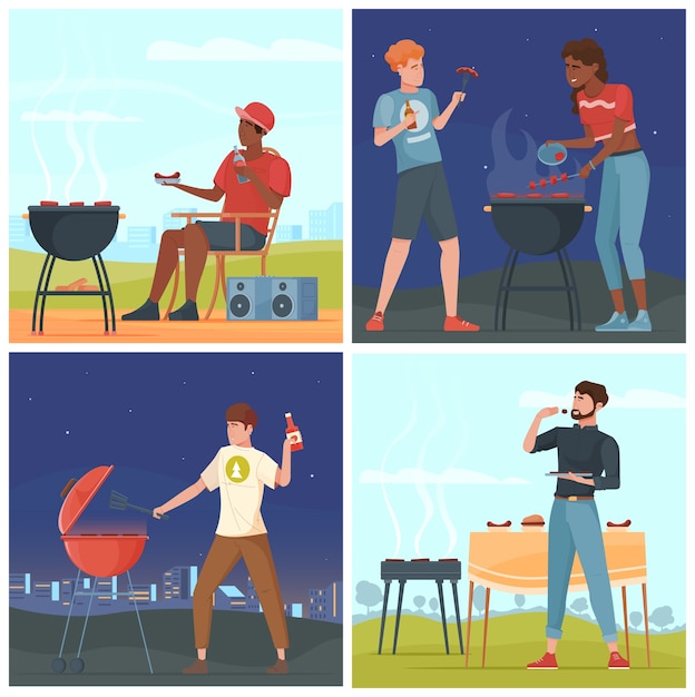 Picnic illustrations in flat design