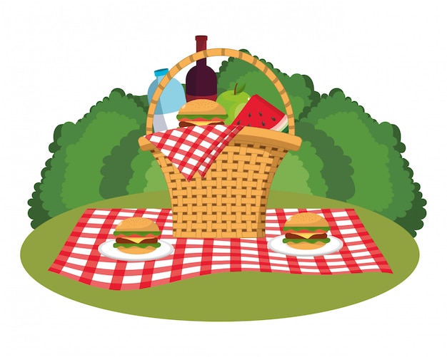 Vettore picnic sul parco