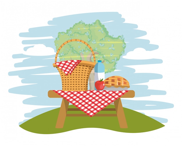 Vettore picnic sul parco