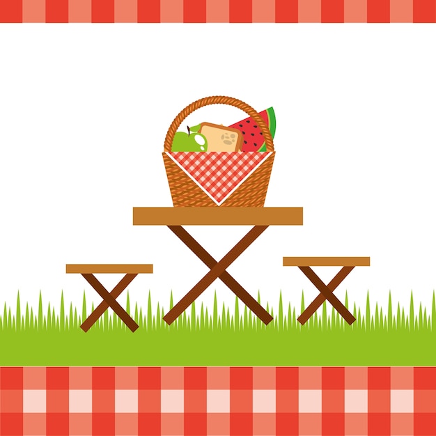 Vector picnic party scene icon