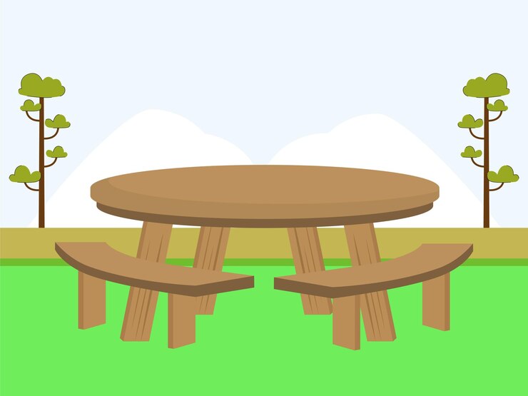 Vector picnic table concept illustration stylish and beautiful