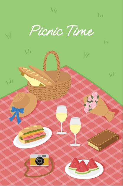 Vector picnic time illustration
