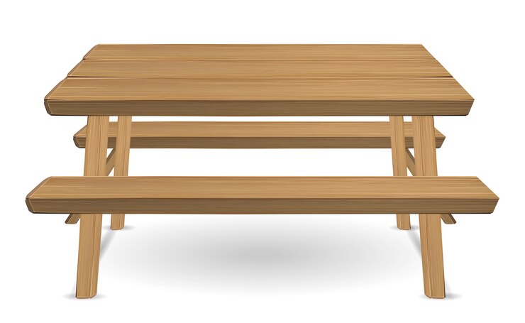 Vector picnic wood table on a white background