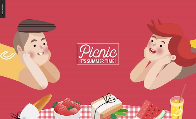 Picnicillustraties en elementen