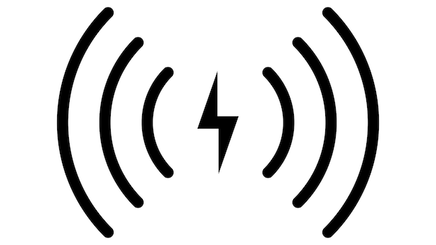 Pictogram draadloos opladen snellader logo symbool wifi telefoon bliksem