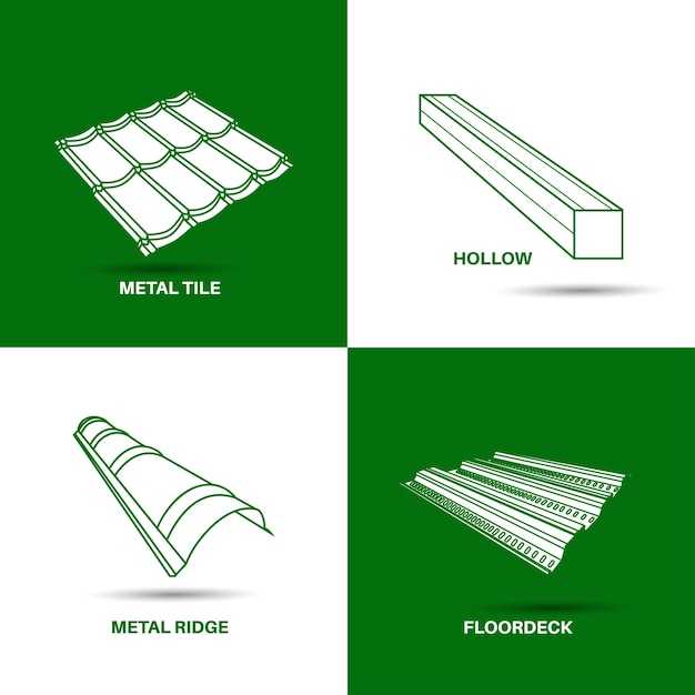 Vector pictogram lijn metaal staal product met naam