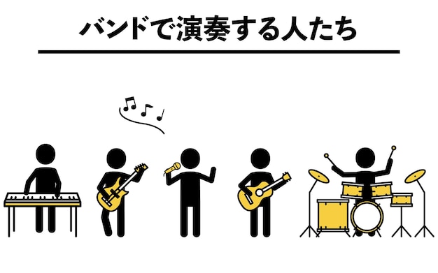 Pictogram of people playing in a band