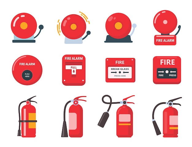 Pictogram rode brandalarmbel Er klinkt een elektrische bel om u te waarschuwen in geval van brand