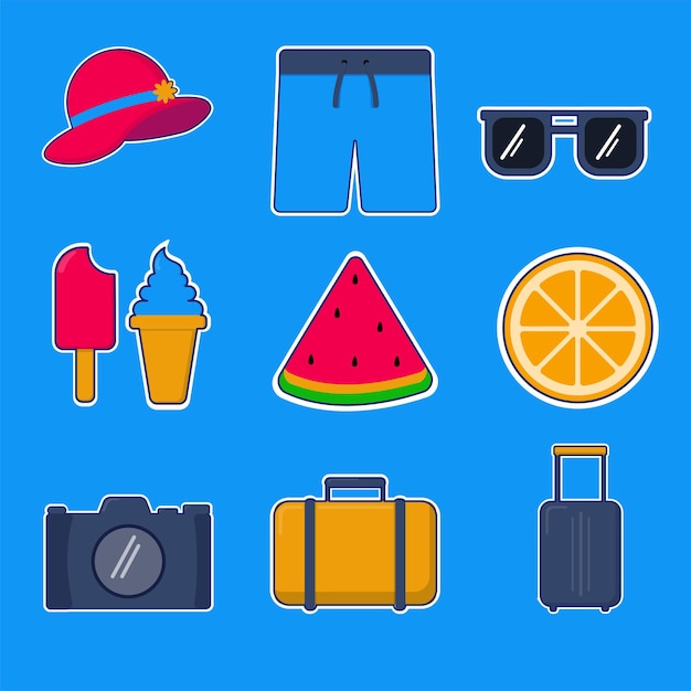 Vector pictogram sticker zomer set