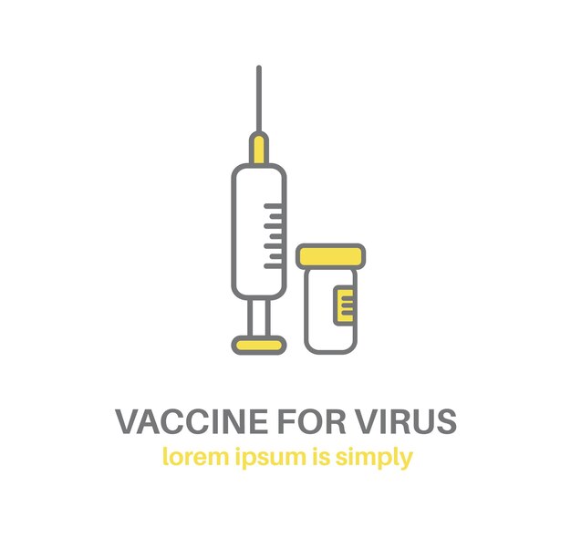 Pictogram vaccin tegen het virus spuit en medicijnfles vector illustratie