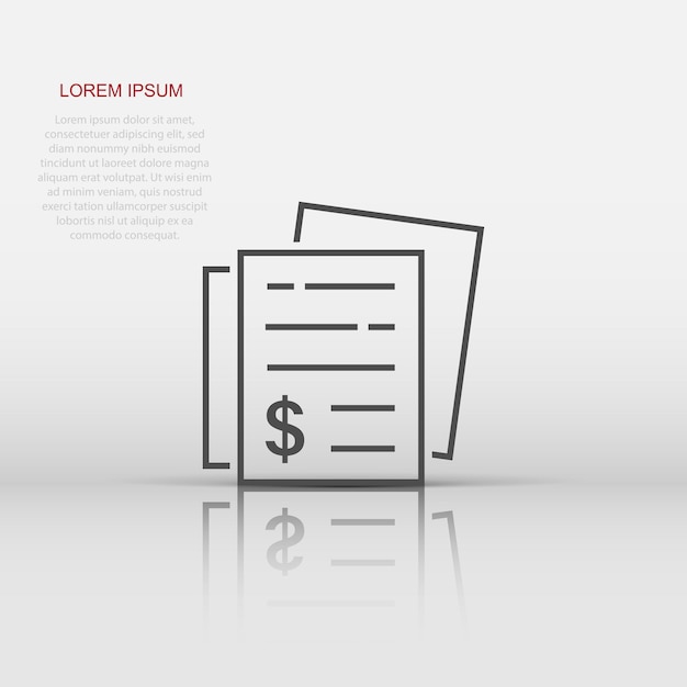 Pictogram van de financiële verklaring in vlakke stijl Document vectorillustratie op witte geïsoleerde achtergrond Verslag bedrijfsconcept