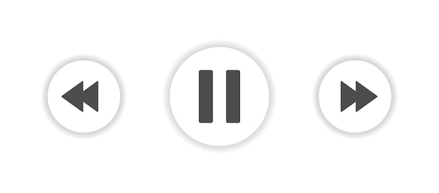 Pictogram van de interface van de muziekspeler op lichte achtergrond podcast-symbool ui spelerknoppen multimedia volgende overzicht platte en gekleurde stijl platte ontwerp vector illustratie