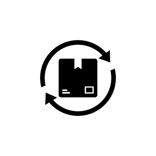 Pictogram van de lijn van de leveringsstatus bijwerken. Bezorgdoos retourneren. Pakket met pijlen. Vector op geïsoleerde witte achtergrond. EPS-10.