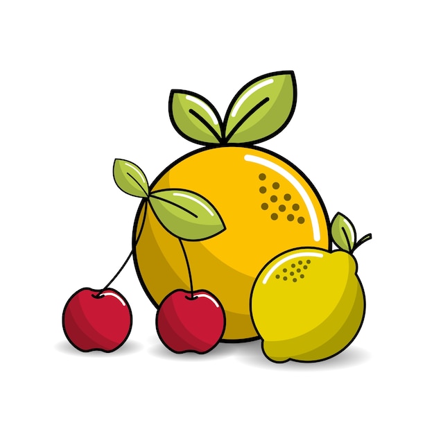 pictogram van sinaasappel, kersen en citroen fruit