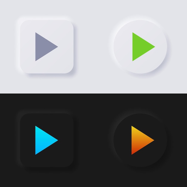 Pictogram voor afspeelknop pijl icon set multicolor neumorfisme knop soft ui ontwerp voor webdesign toepassing ui en meer knop vector