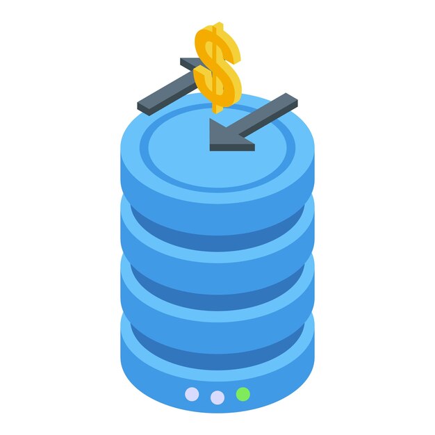 Pictogram voor annulering van serverbetaling Isometrisch van annulering van serverbetaling vectorpictogram voor webontwerp geïsoleerd op een witte achtergrond