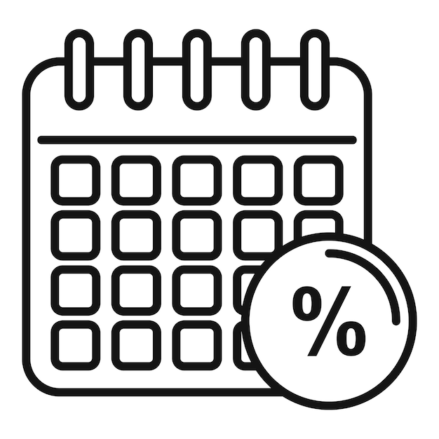 Pictogram voor belastingkalenderdatum Overzichtspictogram voor belastingkalenderdatum vector voor webdesign geïsoleerd op een witte achtergrond