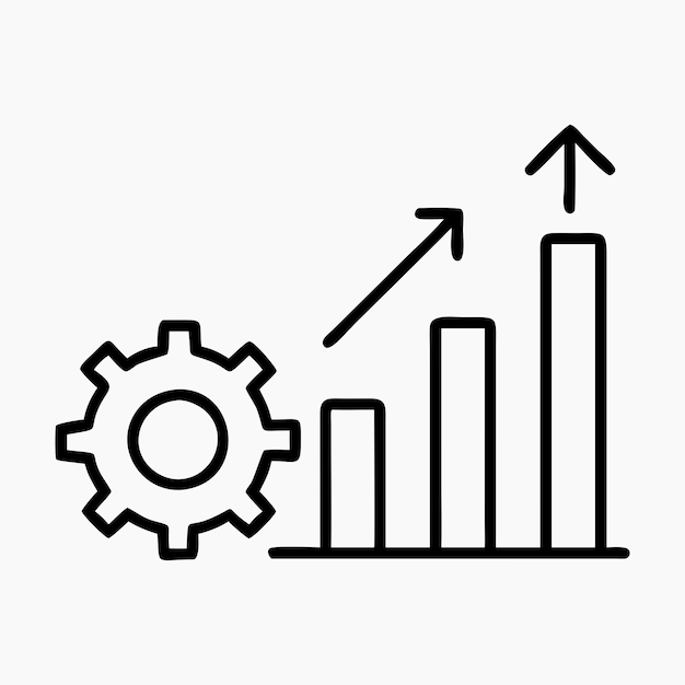 Pictogram voor efficiëntie en groeilijn