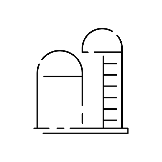 Pictogram voor landbouwplanten Irrigatietechnologie Slimme dorpslandbouw Pictogram voor web Lijn vectorillustratie Wereldwijde landbouw Tarwesilo en dorp