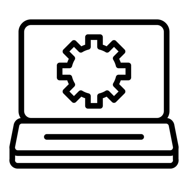 Pictogram voor laptopinstellingen Overzicht Laptopinstellingen vectorpictogram voor webdesign geïsoleerd op een witte achtergrond