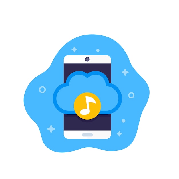 Vector pictogram voor muziekstreamingservice cloud en smartphone