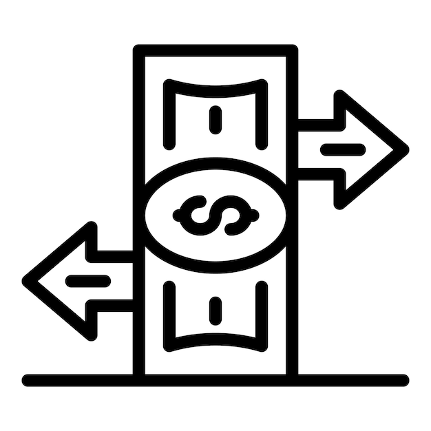 Pictogram voor vuile geldoverdracht Overzichtspictogram voor vuile geldoverdracht voor webontwerp geïsoleerd op een witte achtergrond