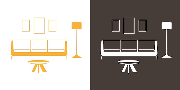 Pictogram voor woonkamermeubels Meubilair en interieurontwerp Vectorontwerppictogram voor woonkamer