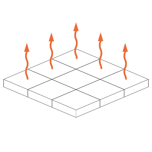 Pictogram warmte vloertegel 3d voorverwarmen thermische energie-efficiëntie vloer