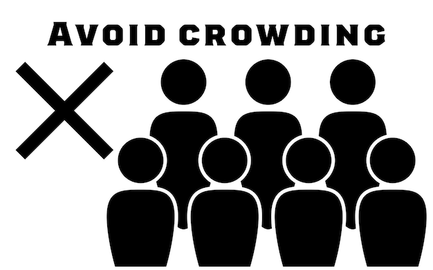 Pictogramillustratie die crowding afkeurt