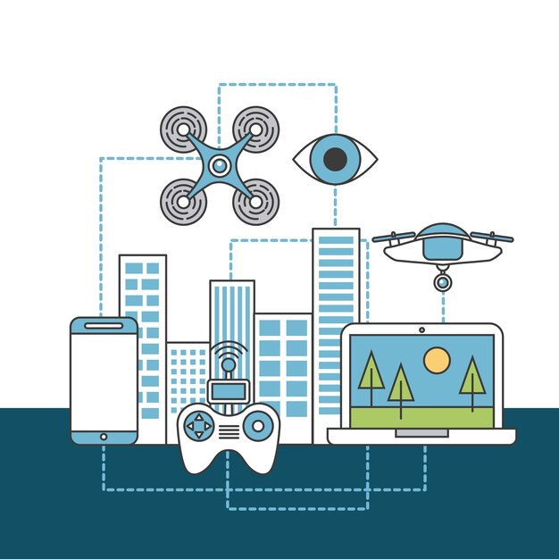 Vector pictogrammen instellen drone-technologie