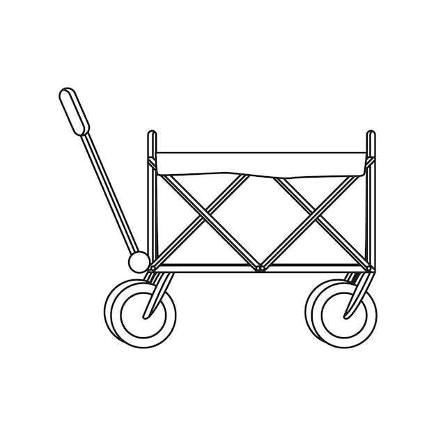 Pictogrammen van karren voor tuinieren Eenvoudige lineaire pictogrammen van kruiwagens Bouw- en bouwmarkten