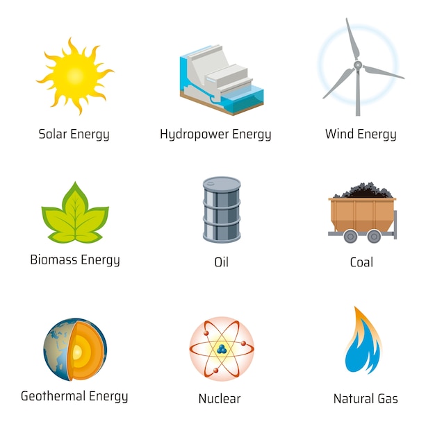 Vector pictogrammen voor energiebronnen