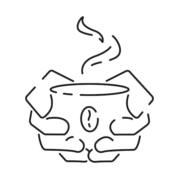 Pictogrammen voor koffieoverzicht Vector Kopje warme drank Zwarte koffie en energie in kantoorlijnpictogram