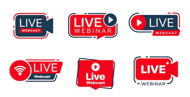 Pictogrammen voor live webinar-webcast of video-uitzending