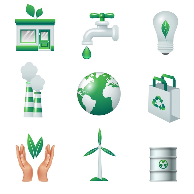 Pictogrammen voor milieubescherming Vector iconen op het thema ecologie