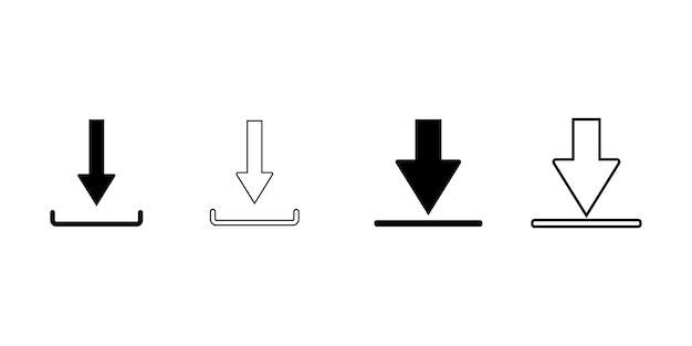 Pictogrammenset downloaden. Vier uploaden en downloaden illustratie. Geïsoleerd van de achtergrond.