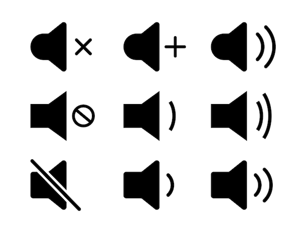 Vector pictogrammenset geluidsvolume volumepictogrammen luidsprekerpictogram volumeregeling aan uit