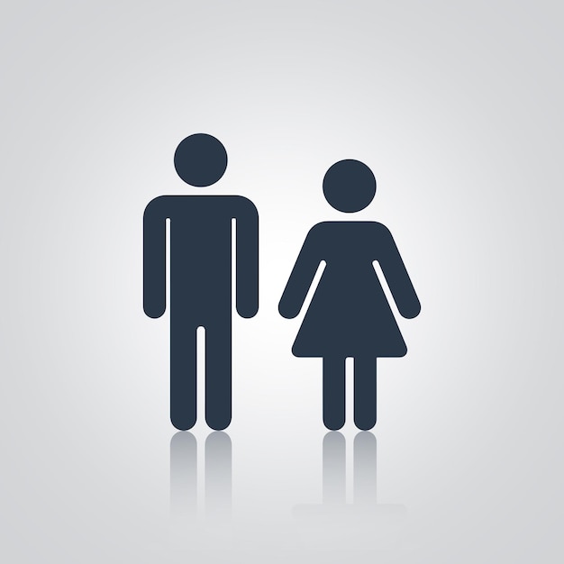 pictograms of a man and a woman unique design restroom doors signs icons dark color
